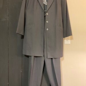 D’oraz wide leg trouser suit charcoal grey size 8